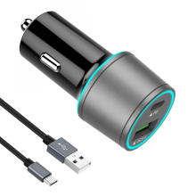 Adaptador de cargador de coche mini USB con LED azul